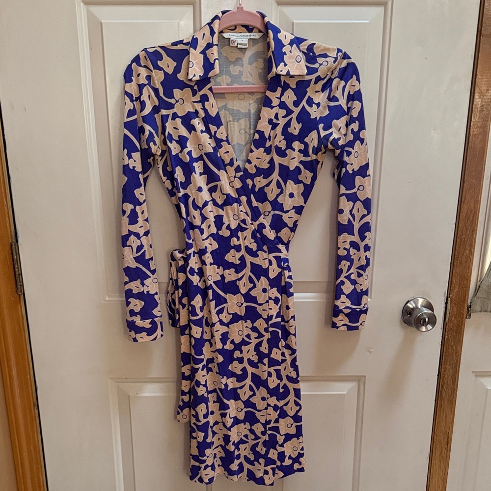 Floral Wrap Dress in Blue and Light Pink